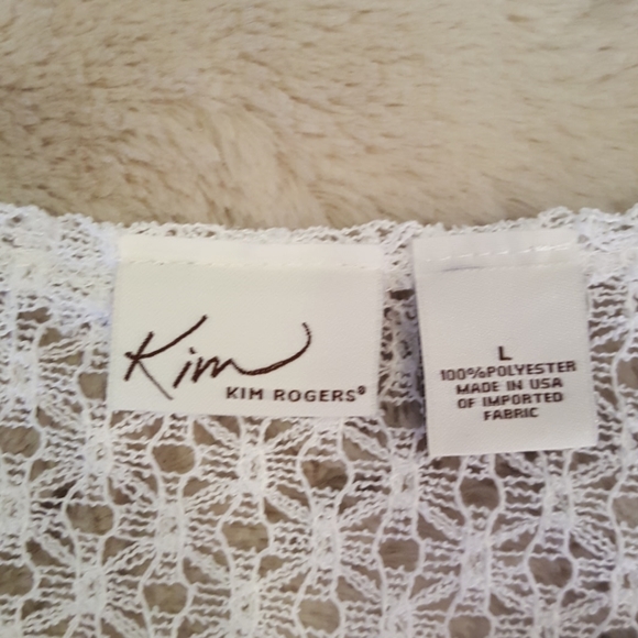 Sheer white lace top sz LARGE Kim Rogers - Picture 3 of 5